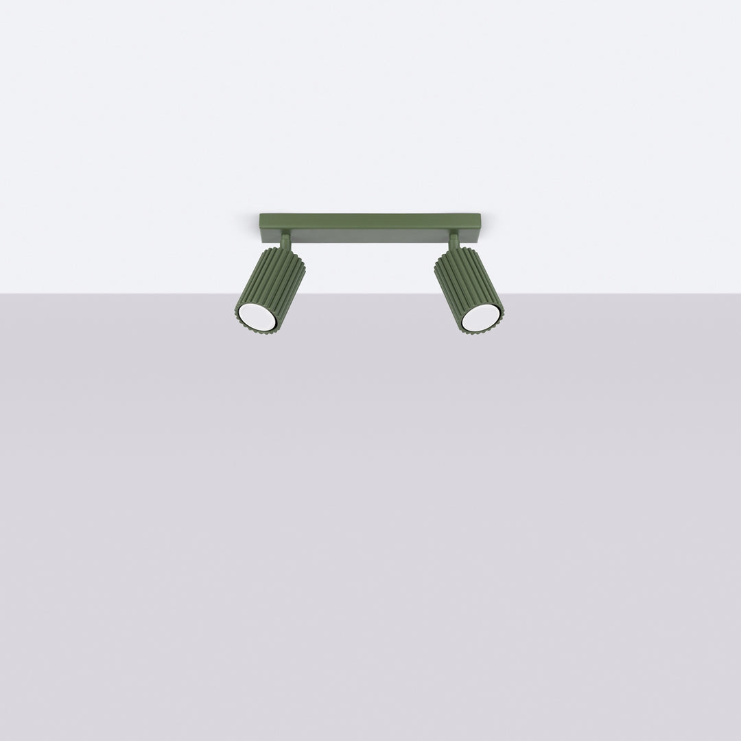 Luminaire Plafonnier vert olive éteinte, vue rapprochée