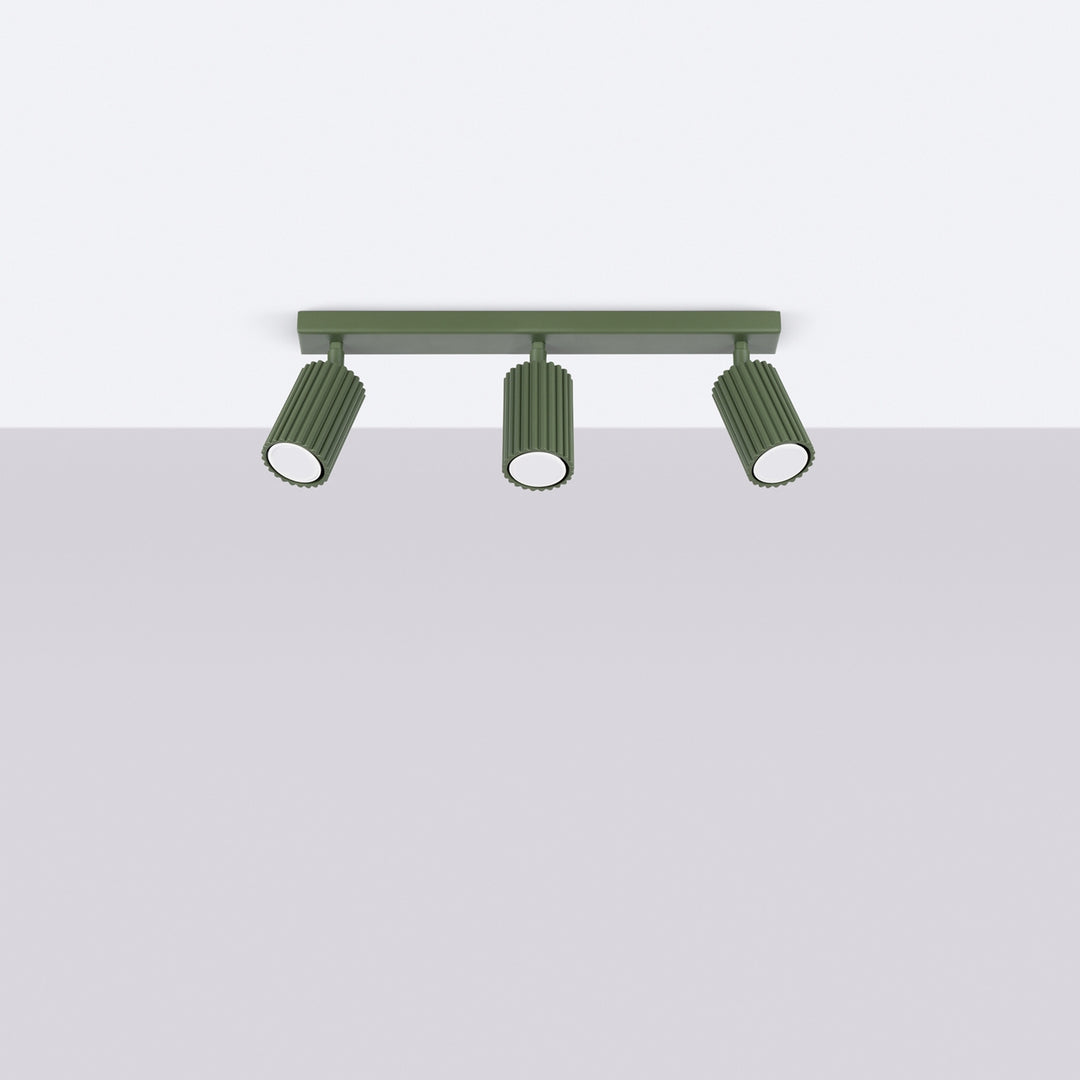 Luminaire Plafonnier vert olive éteinte, vue rapprochée