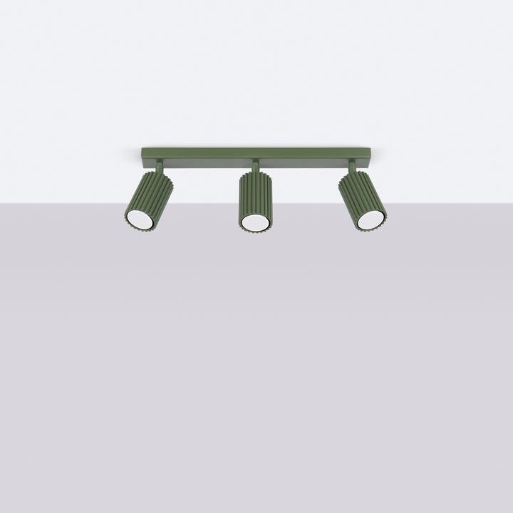 Luminaire Plafonnier vert olive éteinte, vue rapprochée