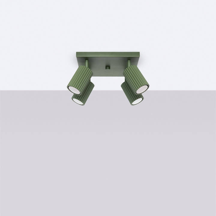 Luminaire Plafonnier vert olive éteinte, vue rapprochée
