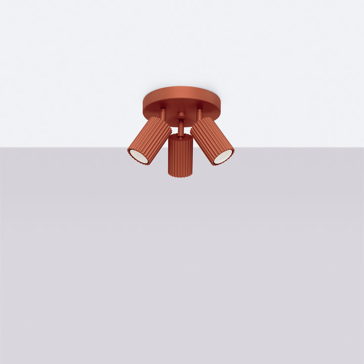 Luminaire Plafonnier ocre rouge éteinte, vue rapprochée