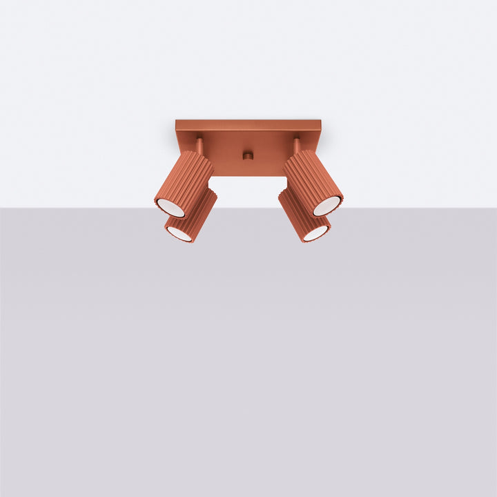 Luminaire Plafonnier ocre rouge éteinte, vue rapprochée