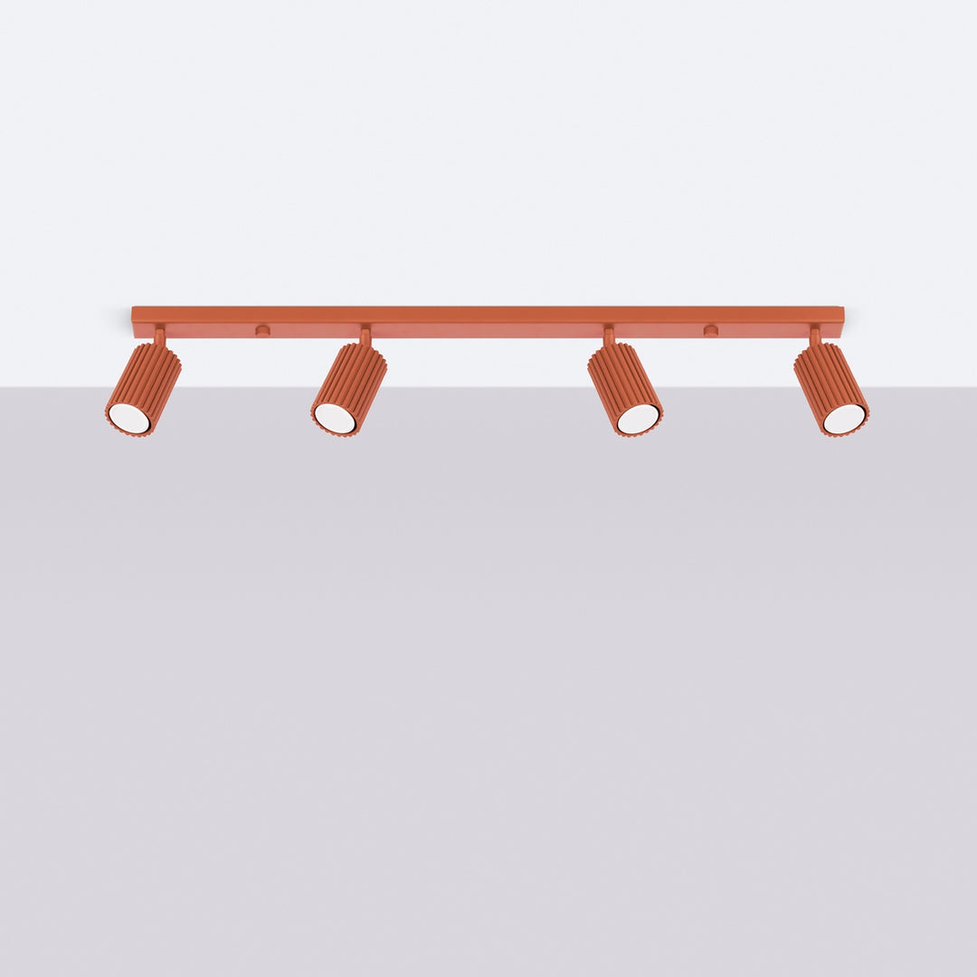 Luminaire Plafonnier ocre rouge éteinte, vue rapprochée
