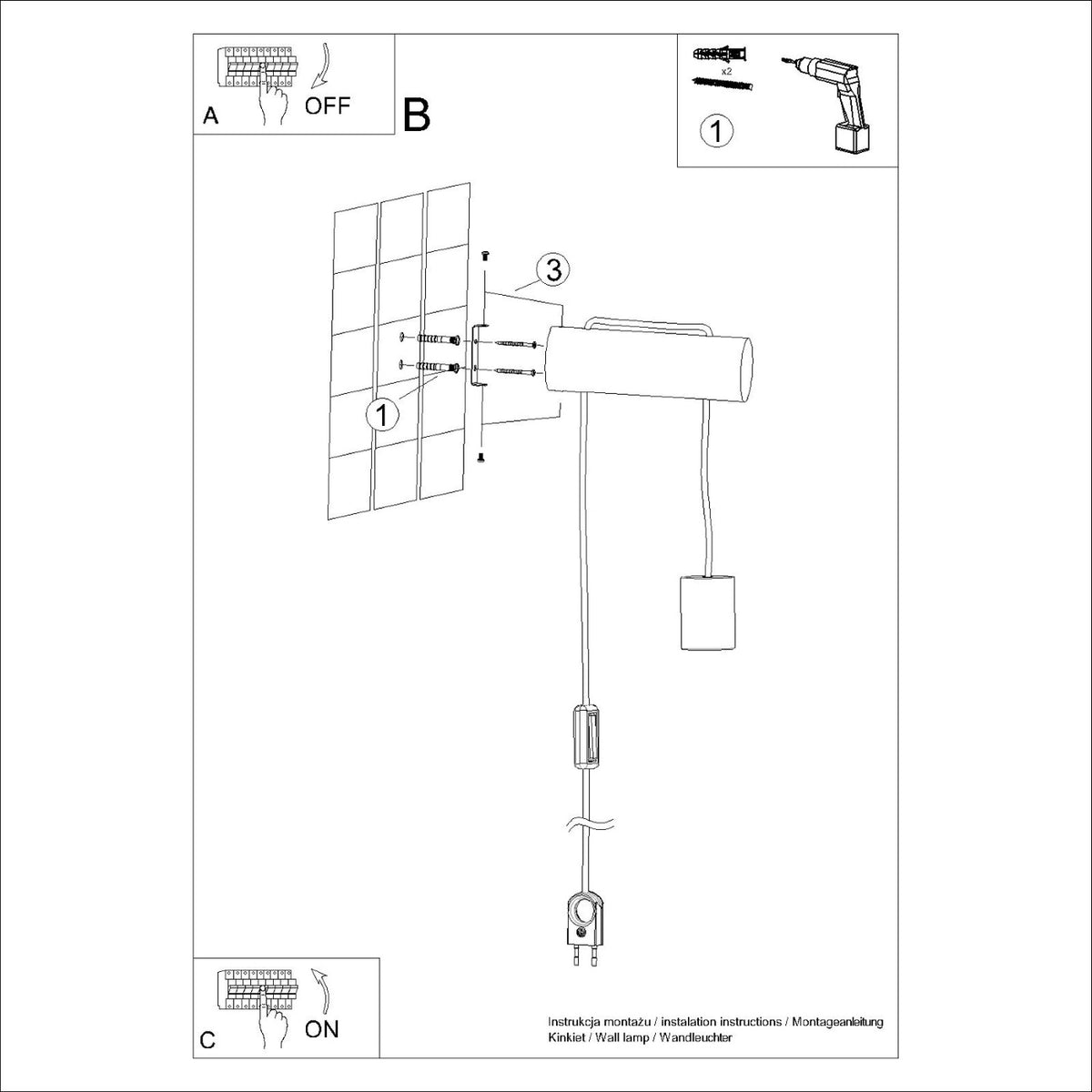 Schéma d'installation du luminaire