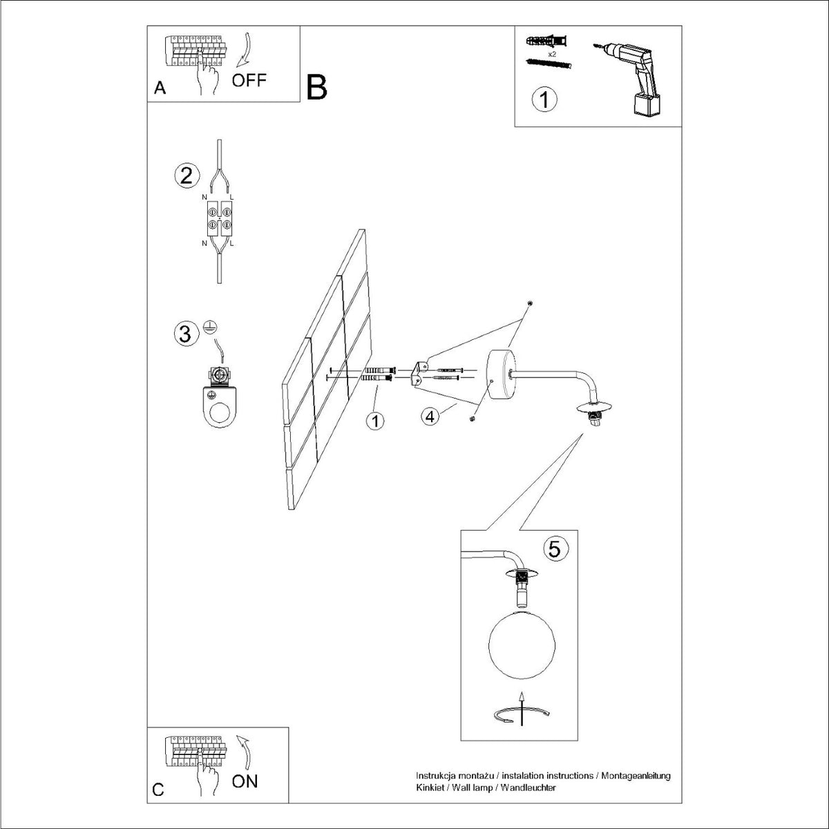 Schéma d'installation du luminaire