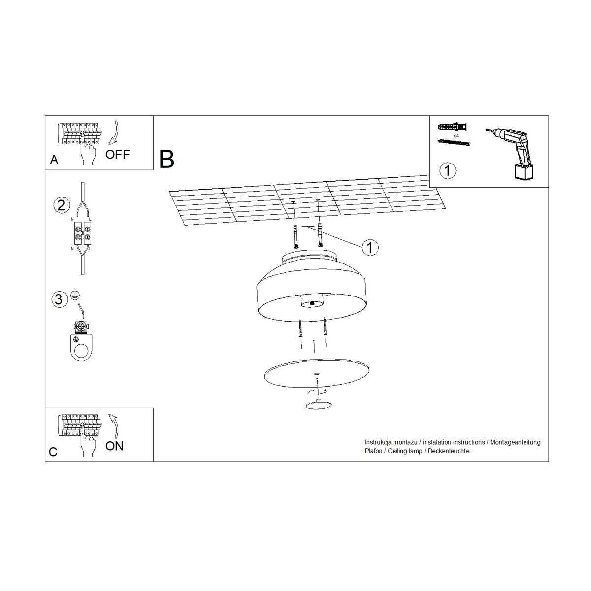 Schéma d'installation du luminaire