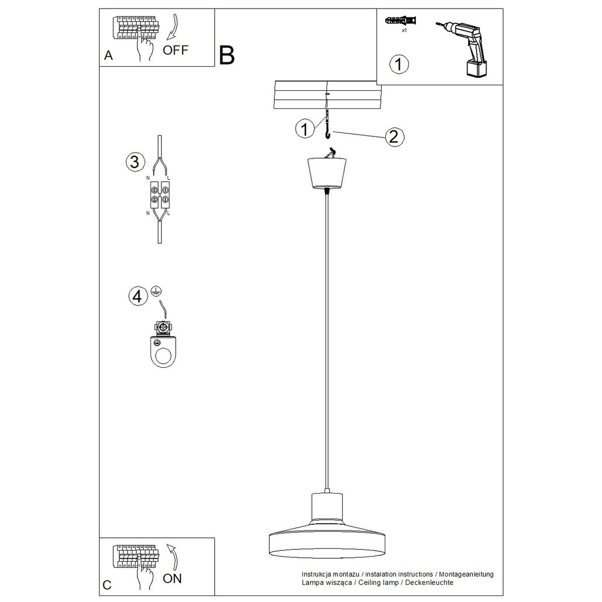 Schéma d'installation du luminaire