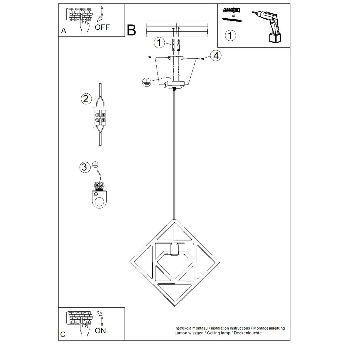 Schéma d'installation du luminaire