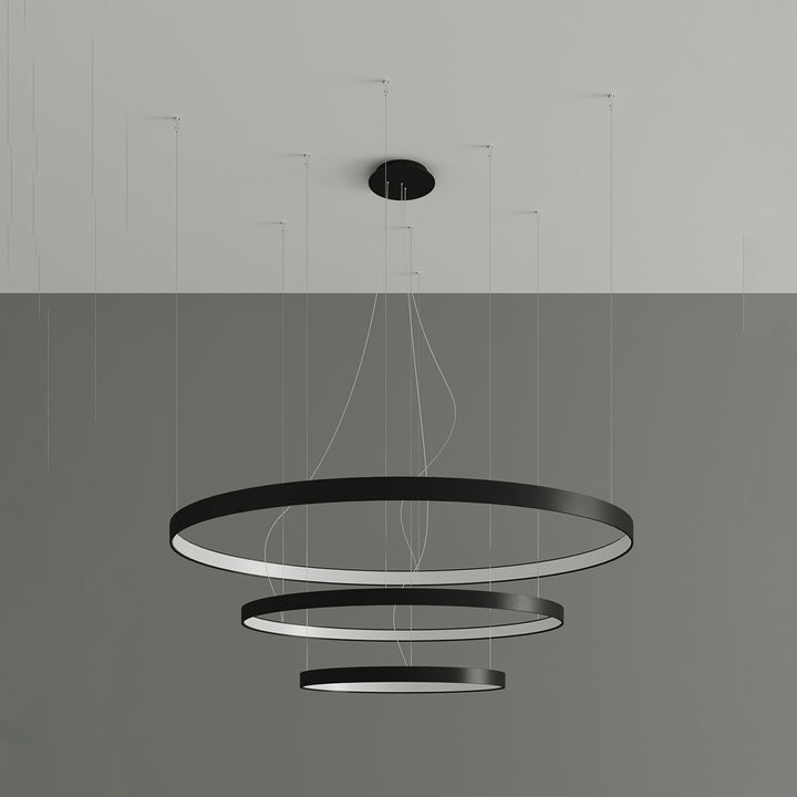 Lustre anneau RIO noir éteinte, suspendu