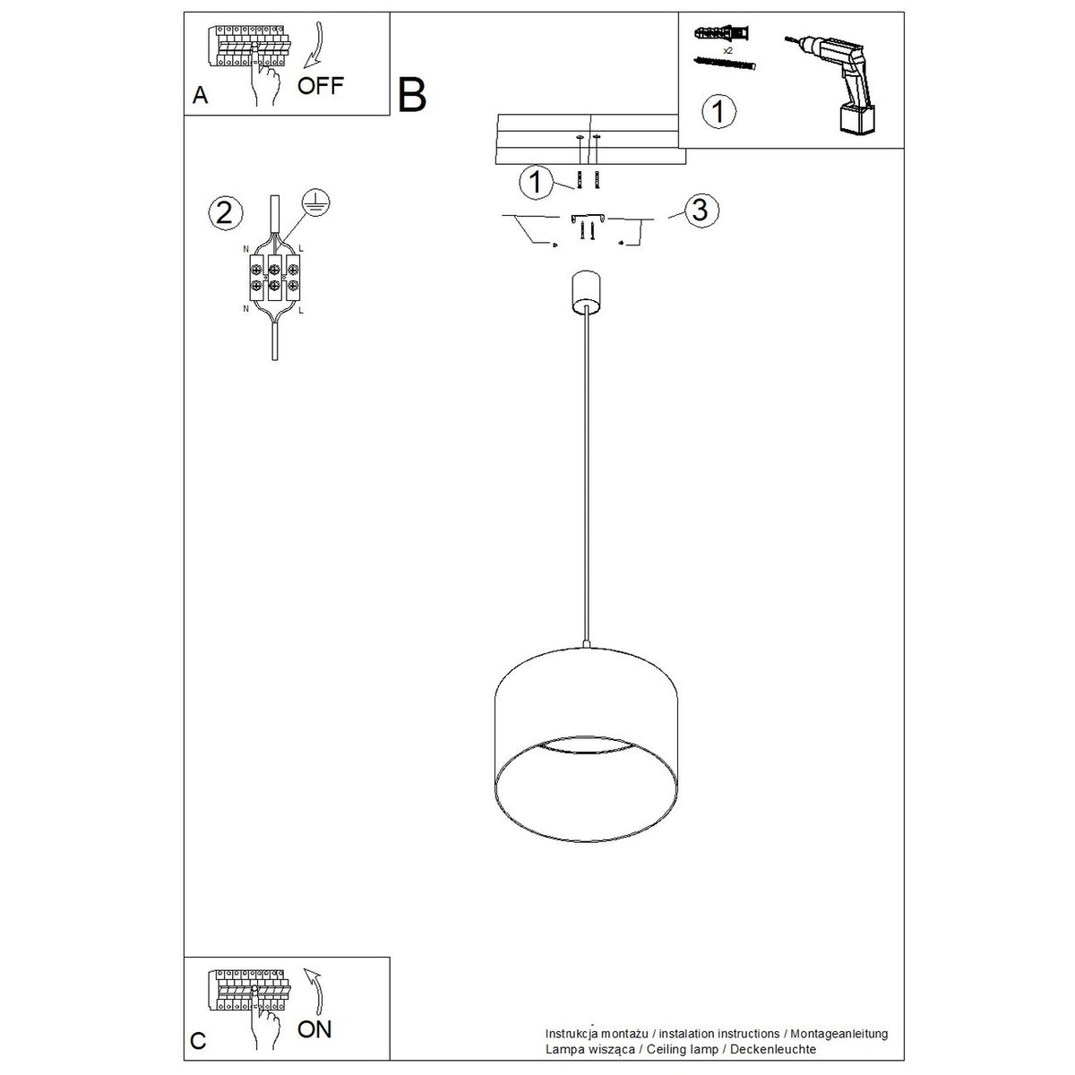 Schéma d'installation du luminaire