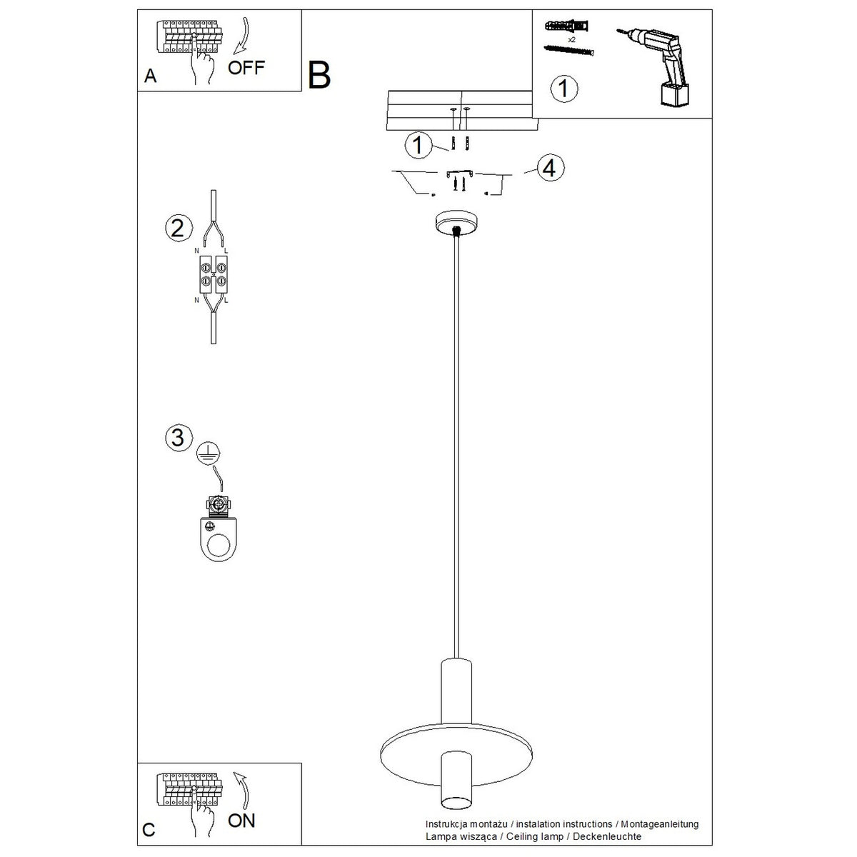 Schéma d'installation du luminaire