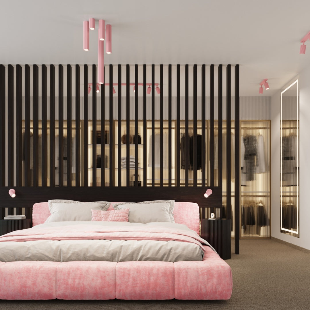 Luminaire Plafonnier rose dans un intérieur contemporain