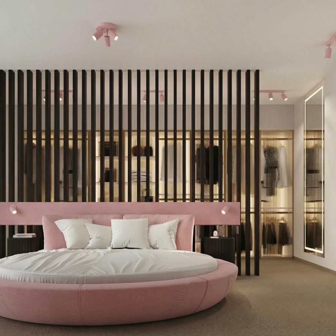 Luminaire Plafonnier rose dans un intérieur contemporain