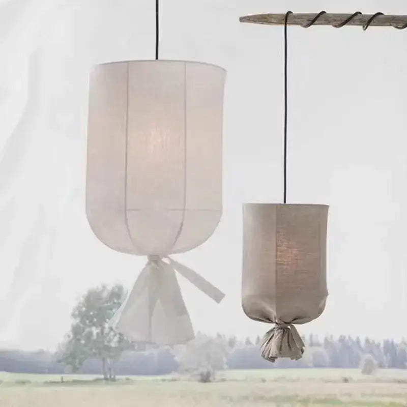 Suspension luminaire au design minimaliste en tissu blanc chic