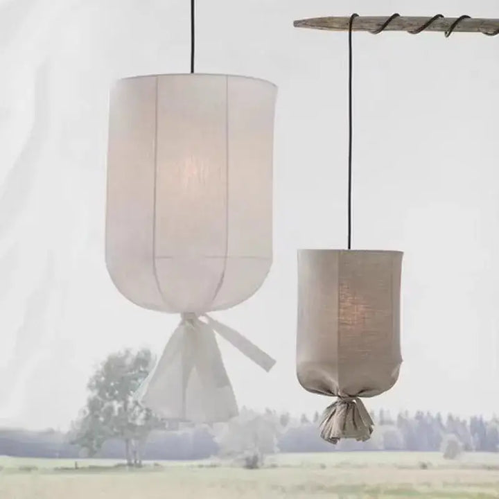 Suspension luminaire au design minimaliste en tissu blanc chic