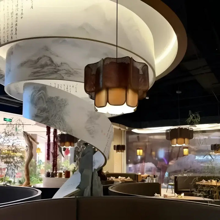 Suspension design osier et métal naturel et moderne chic