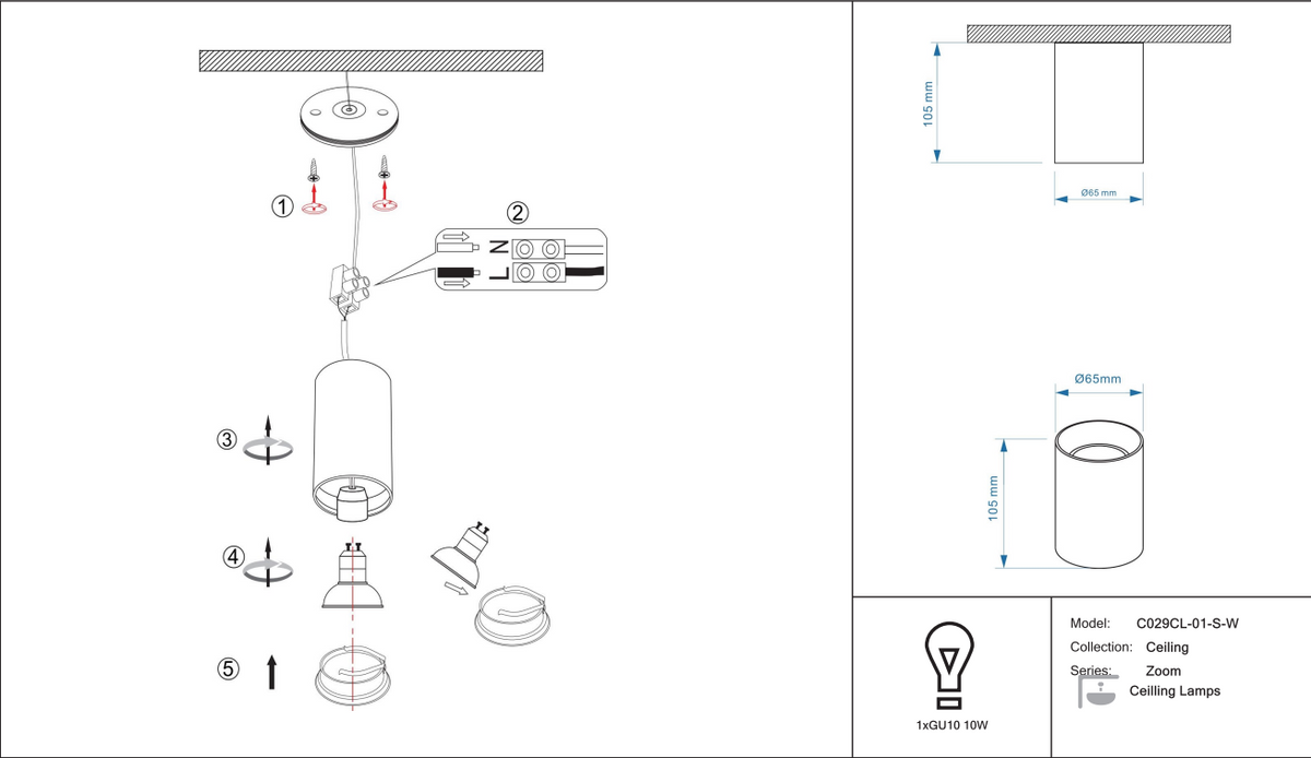 Schéma d'installation du luminaire