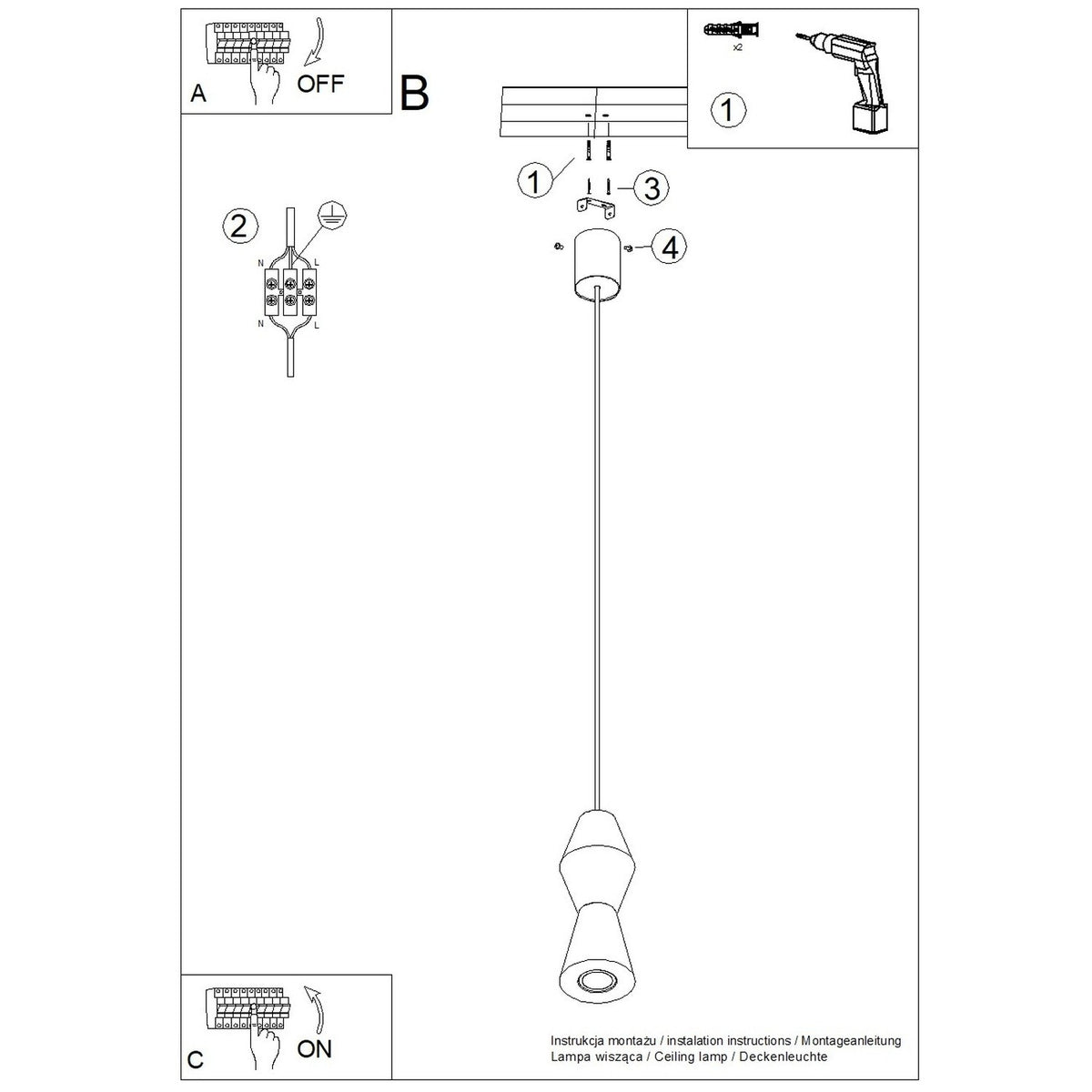 Schéma d'installation du luminaire