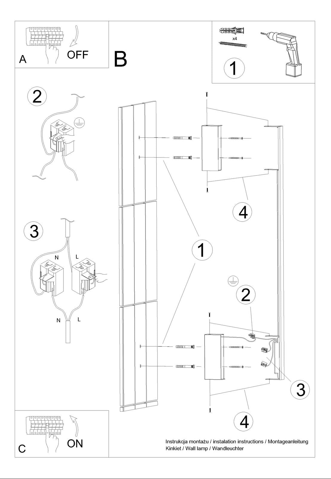 Schéma d'installation du luminaire