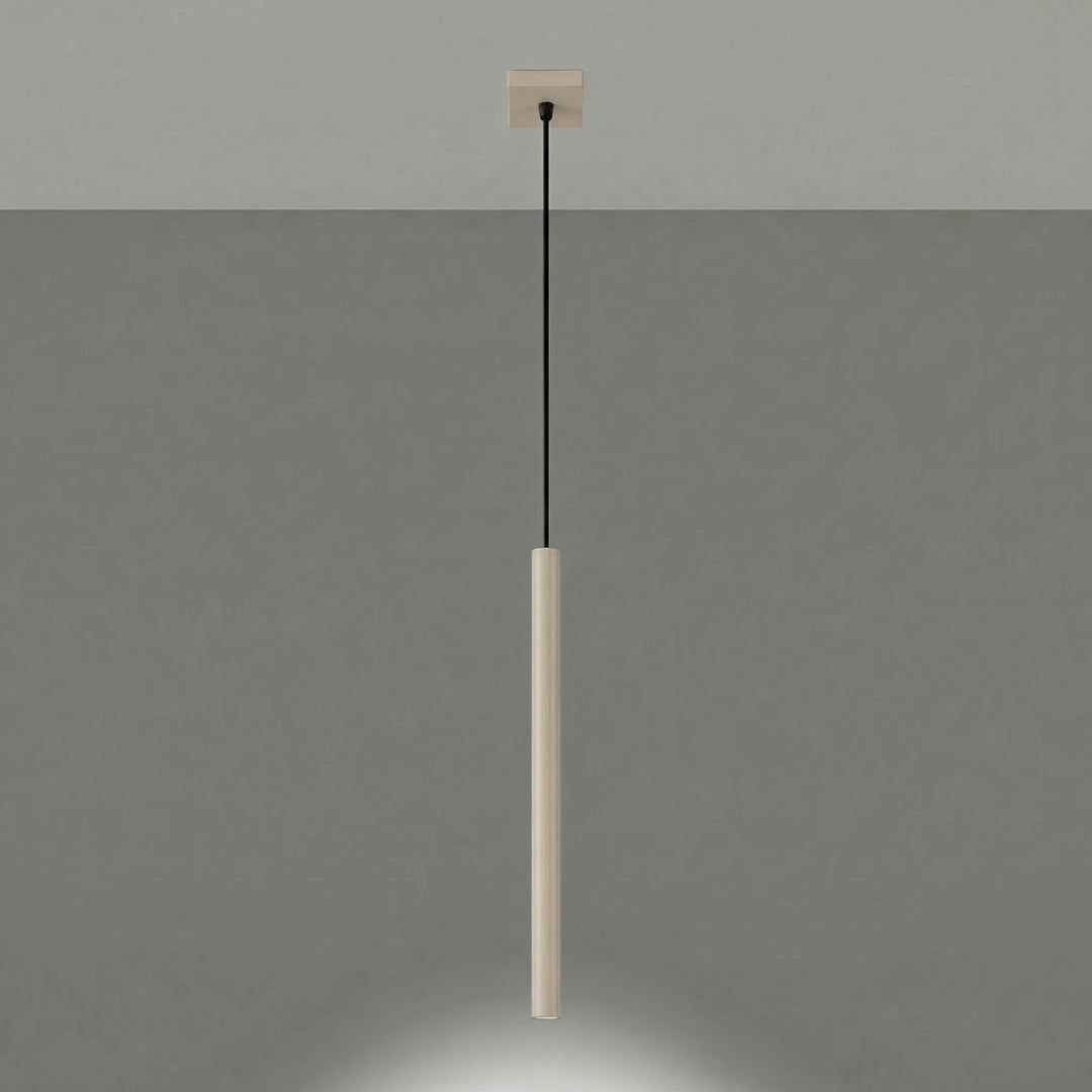 Suspension tube fin taupe allumée