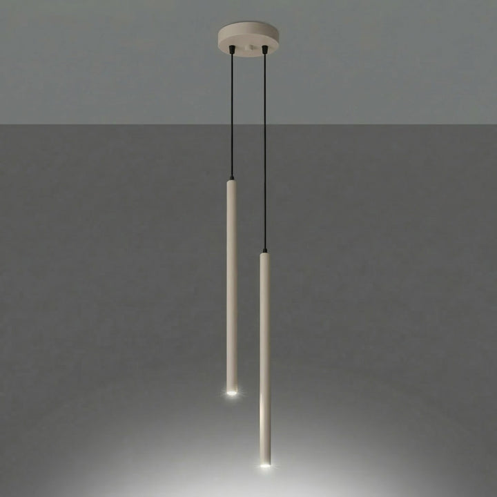 Suspension tube fin taupe allumée