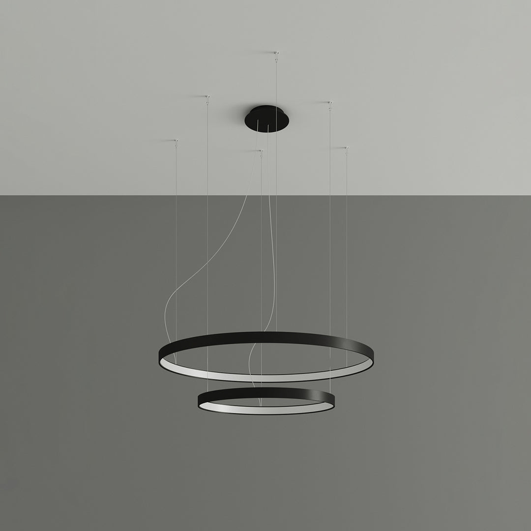 Lustre anneau RIO noir éteinte, suspendu