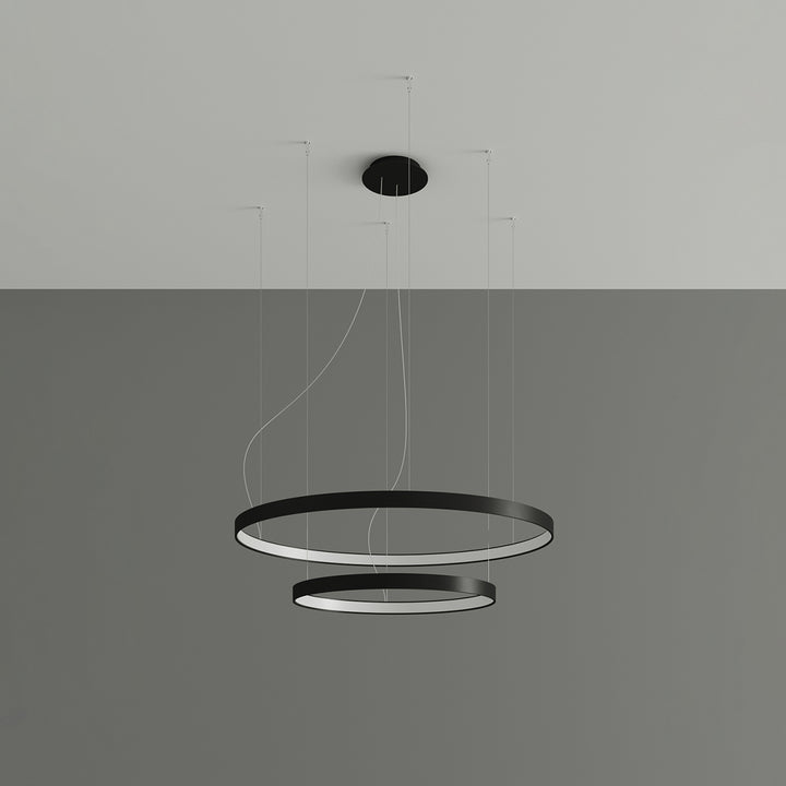 Lustre anneau RIO noir éteinte, suspendu
