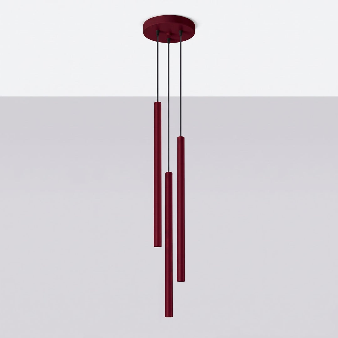 Suspension tube fin bordeaux éteinte