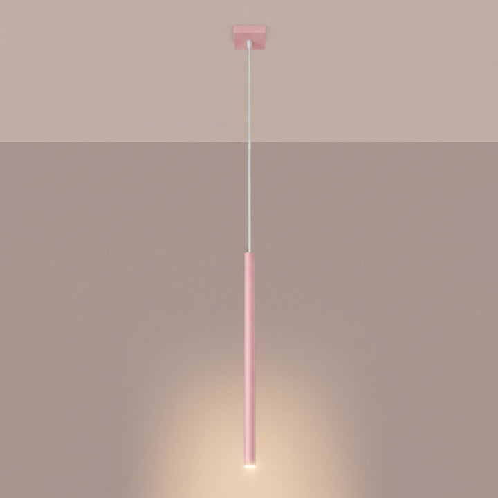 Suspension tube fin rose allumée