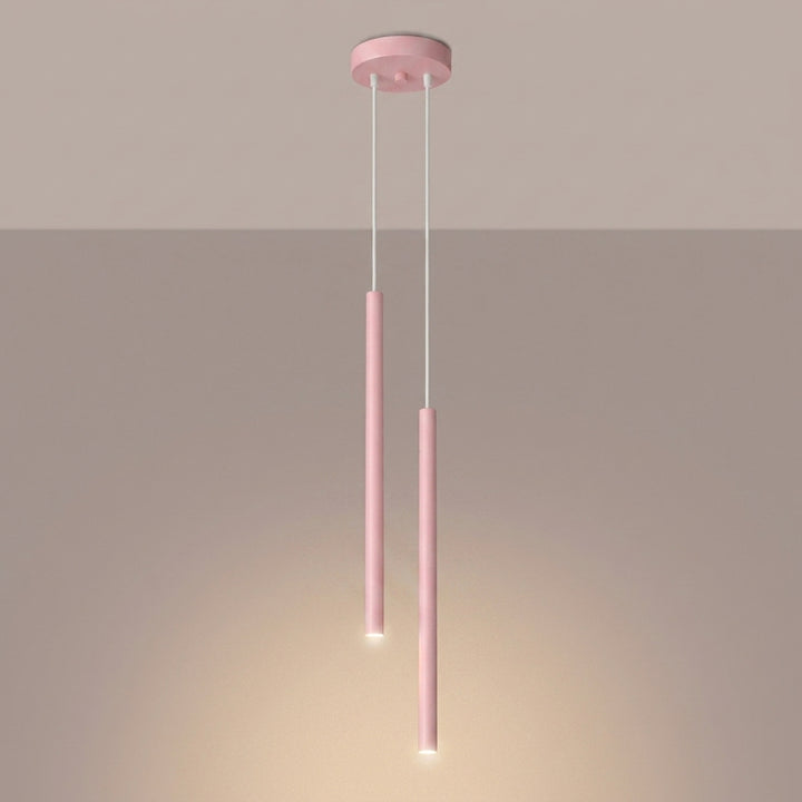 Suspension tube fin rose allumée