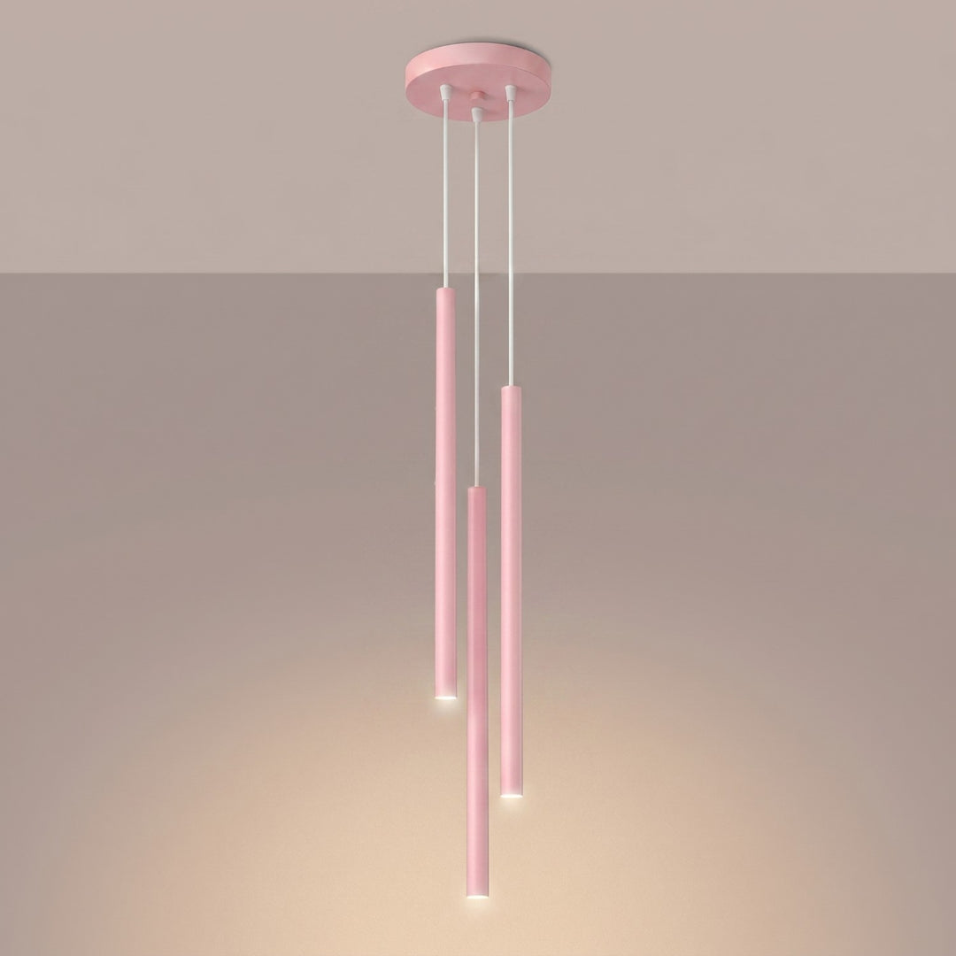 Suspension tube fin rose allumée