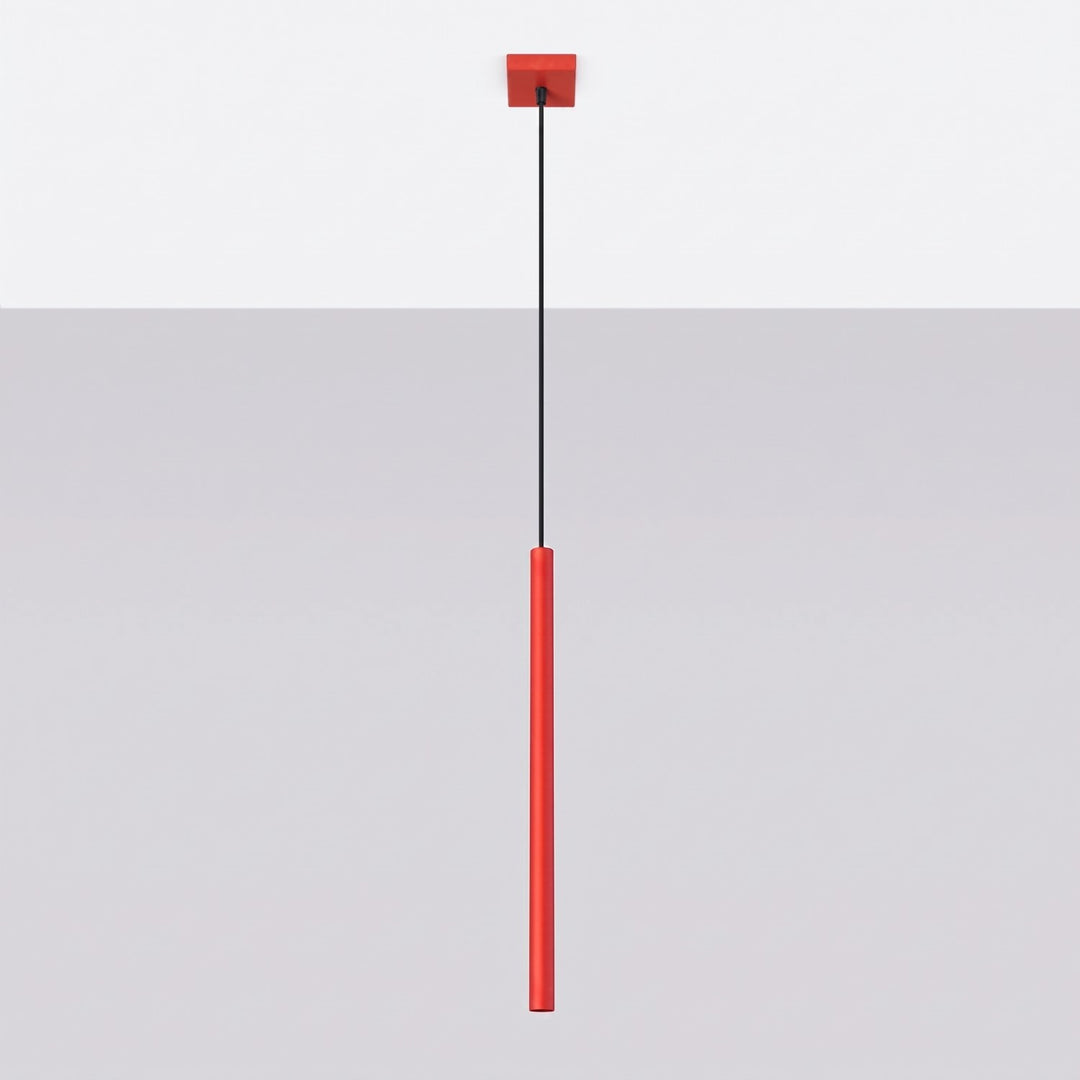 Suspension tube fin rouge éteinte