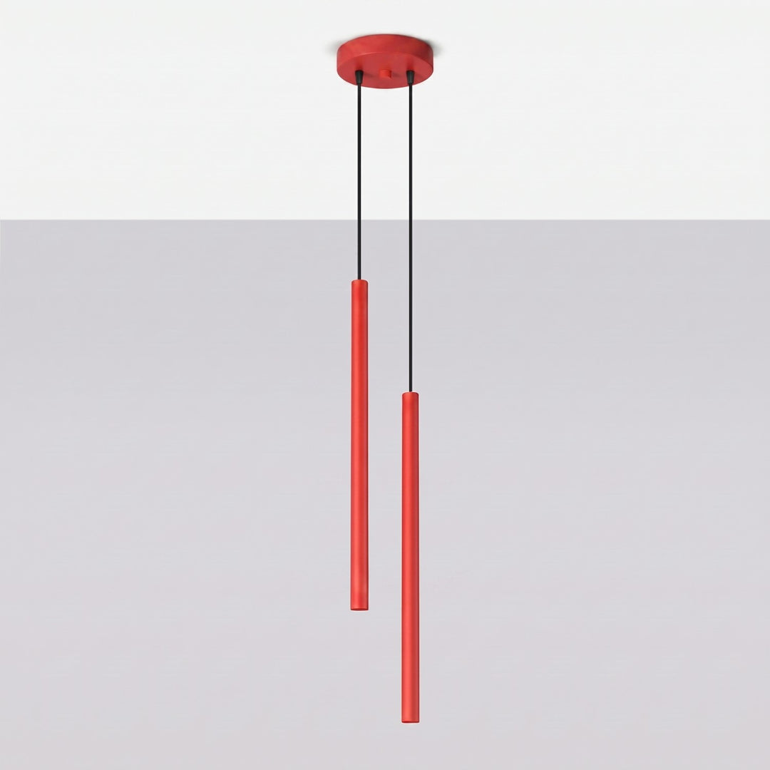Suspension tube fin rouge éteinte