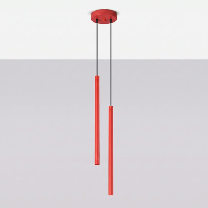 Suspension tube fin rouge éteinte