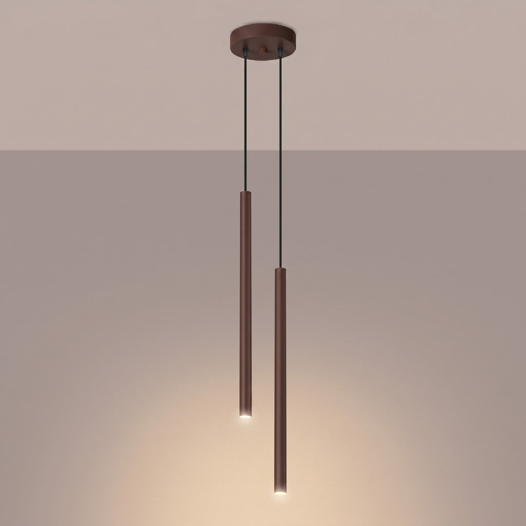 Suspension tube fin marron allumée