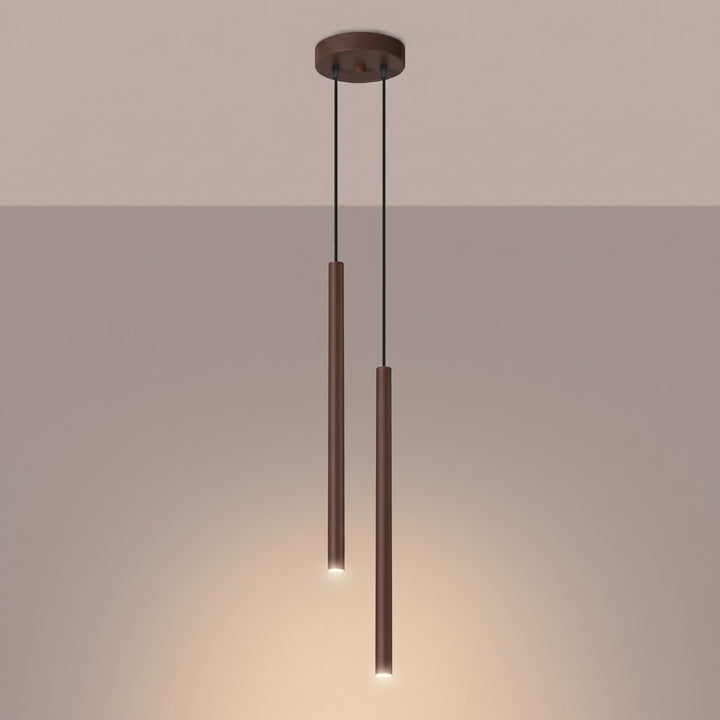 Suspension tube fin marron allumée