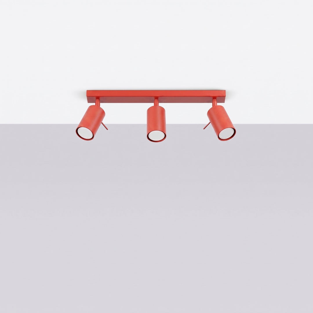 Luminaire Plafonnier rouge éteinte, vue rapprochée