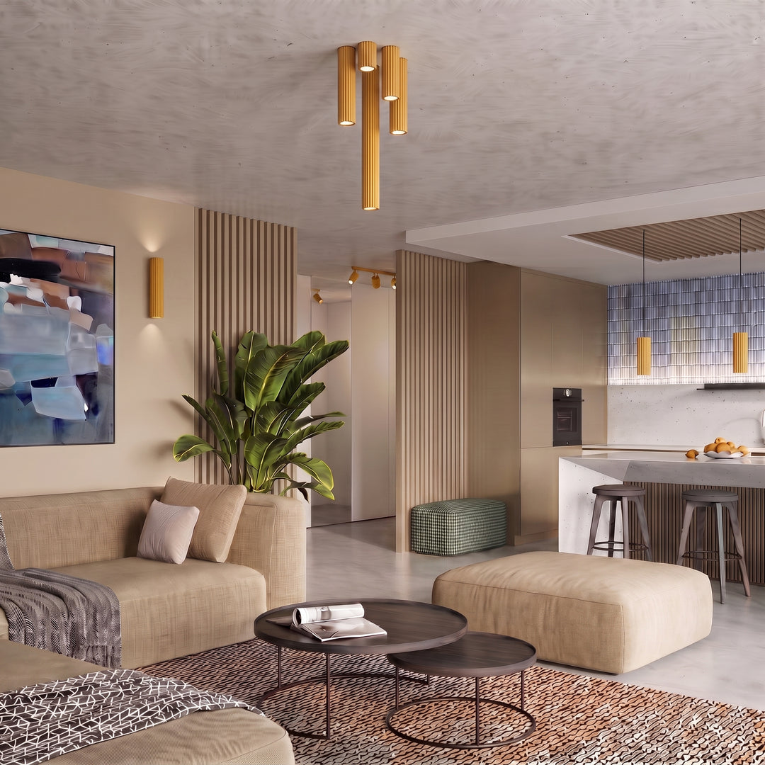Luminaire Plafonnier jaune dans un intérieur contemporain