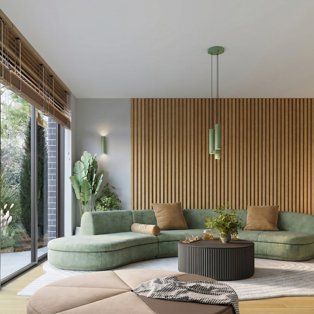 Luminaire Plafonnier sauge dans un intérieur contemporain