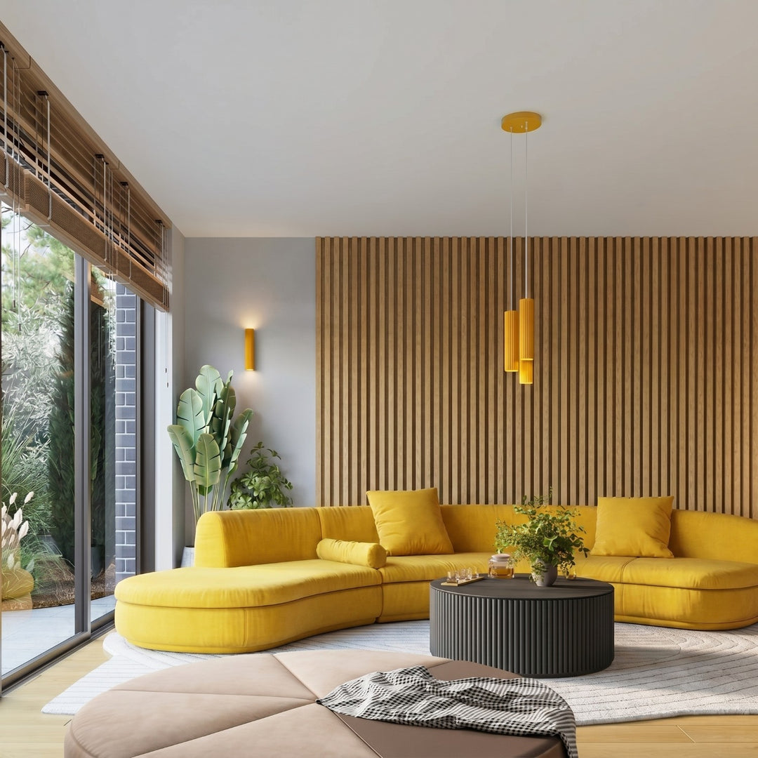 Luminaire Plafonnier jaune dans un intérieur contemporain