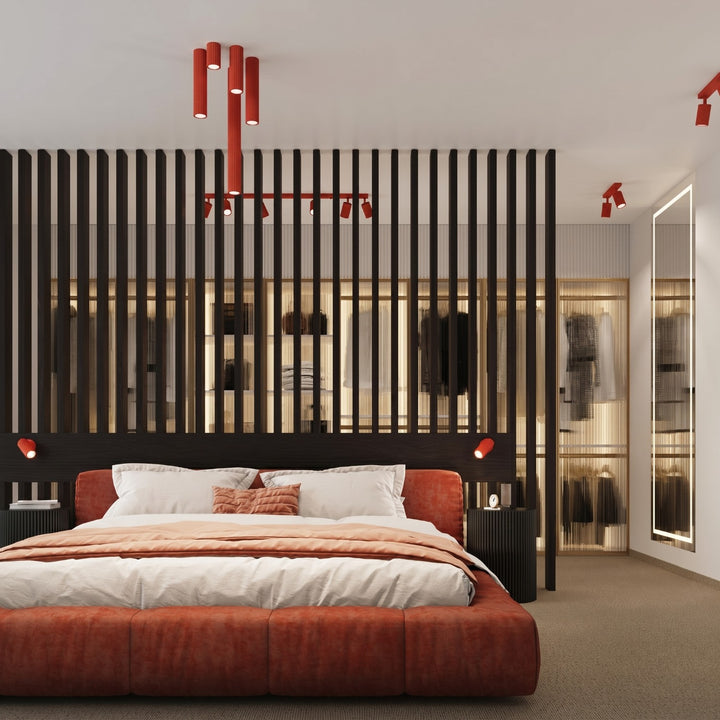 Luminaire Plafonnier rouge dans un intérieur contemporain