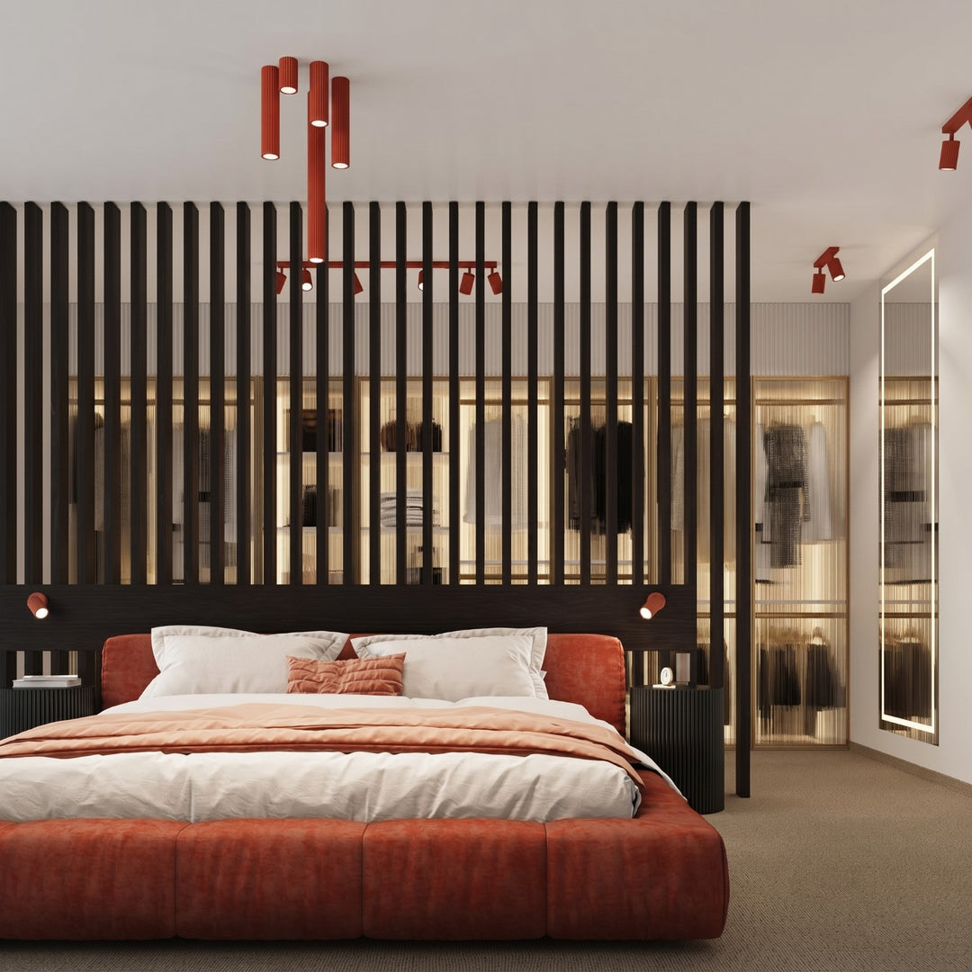 Luminaire Plafonnier rouge dans un intérieur contemporain
