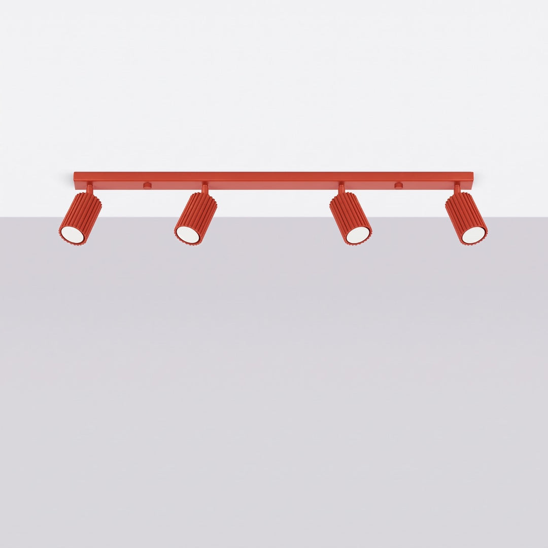 Luminaire Plafonnier rouge éteinte, vue rapprochée