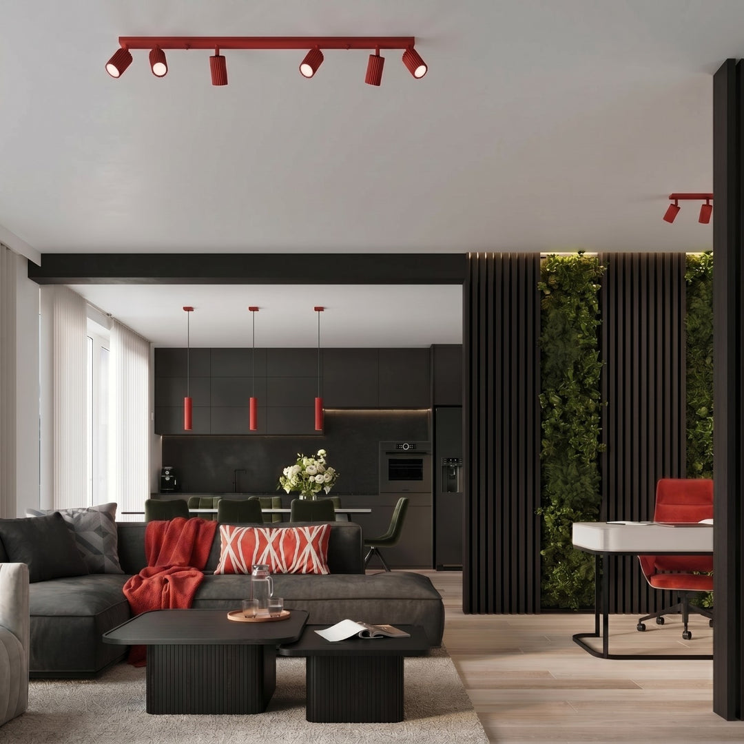 Luminaire Plafonnier rouge dans un intérieur contemporain