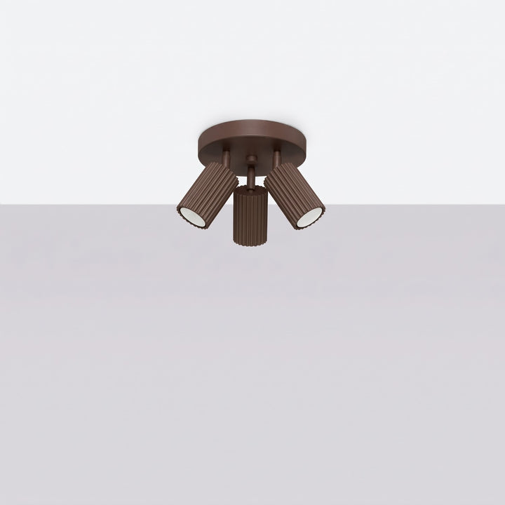 Luminaire Plafonnier marron éteinte, vue rapprochée