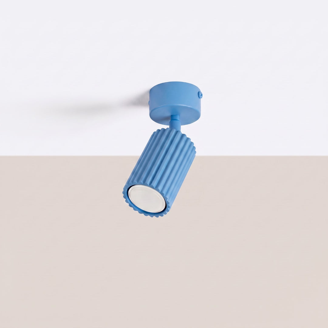 Luminaire Plafonnier bleu clair éteinte, vue rapprochée