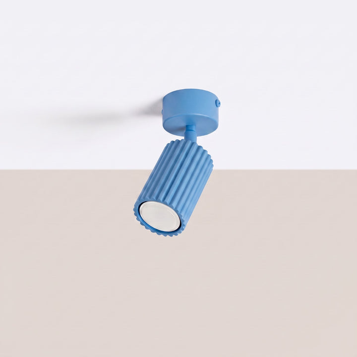 Luminaire Plafonnier bleu clair éteinte, vue rapprochée