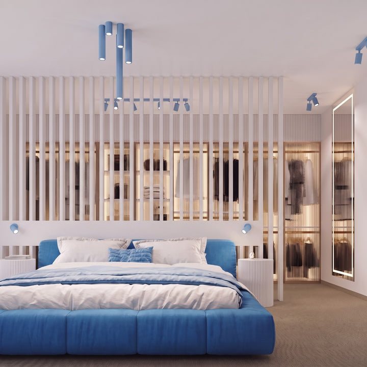 Luminaire Plafonnier bleu clair dans un intérieur contemporain