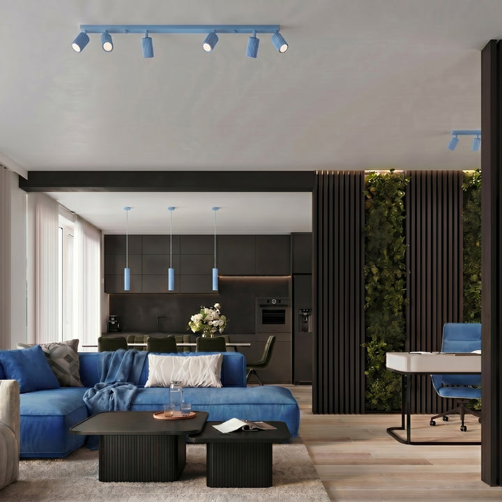 Luminaire Plafonnier bleu clair dans un intérieur contemporain