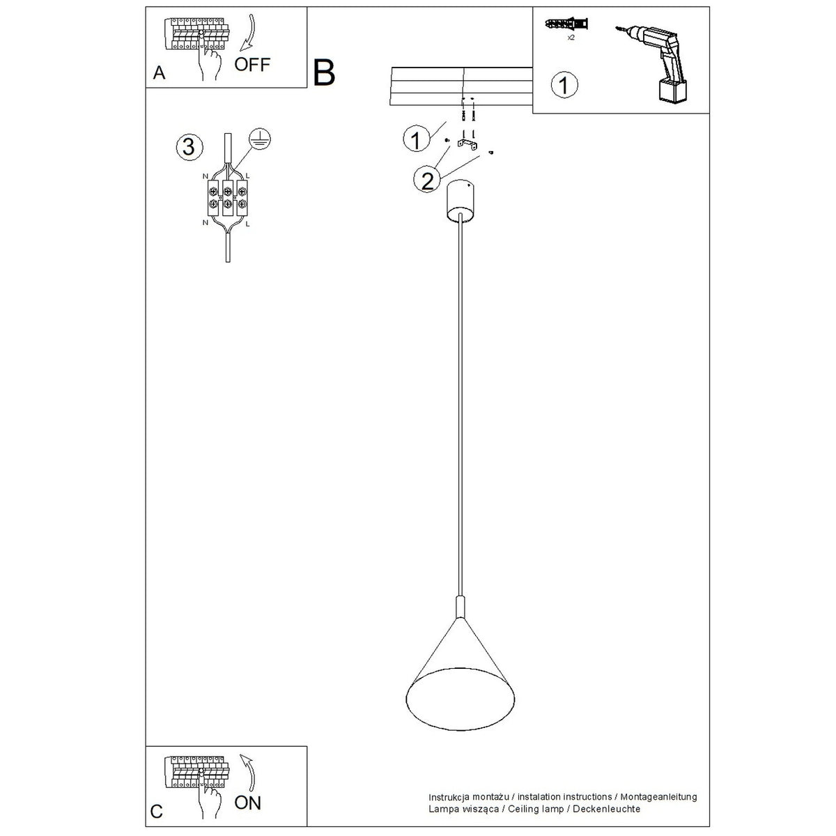 Schéma d'installation du luminaire